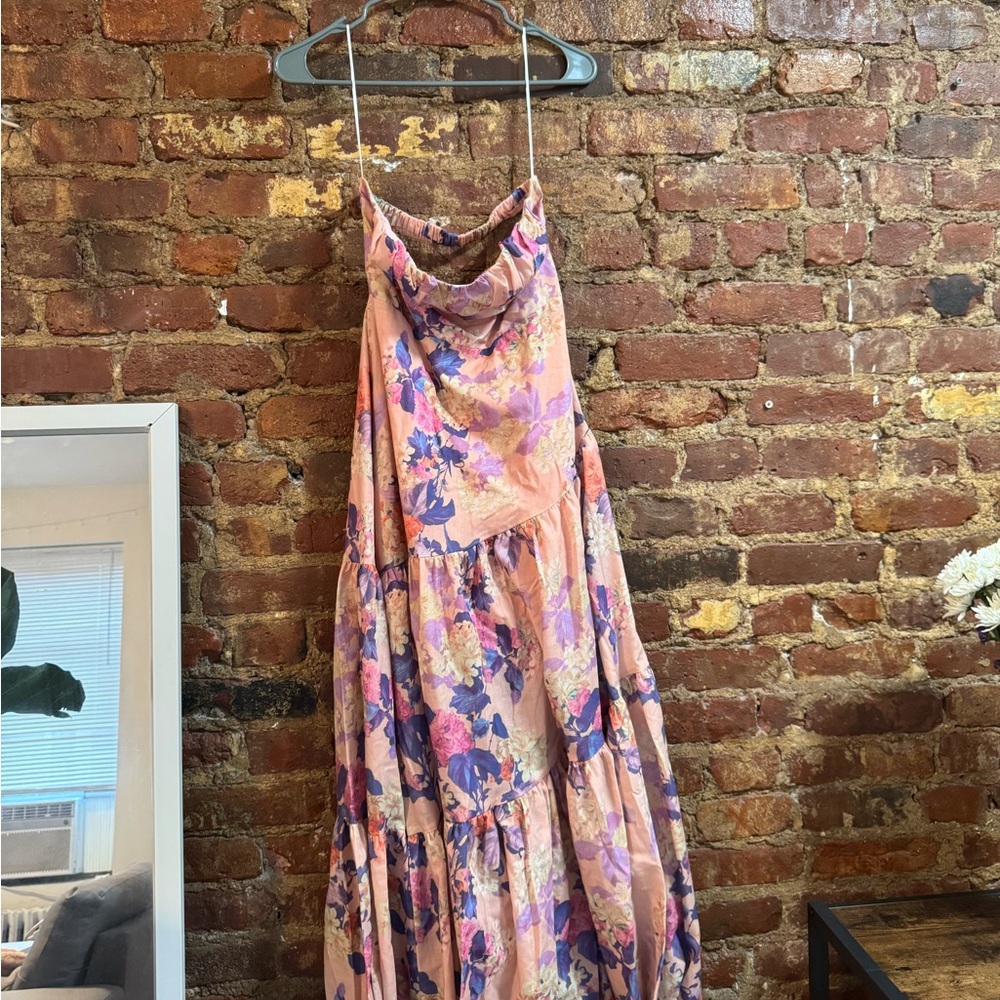 HELLO MOLLY strapless floral maxi dress